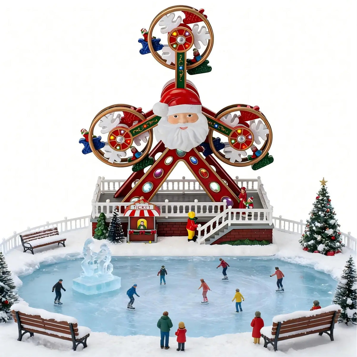 Grande roue de Noël animée, musicale et lumineuse