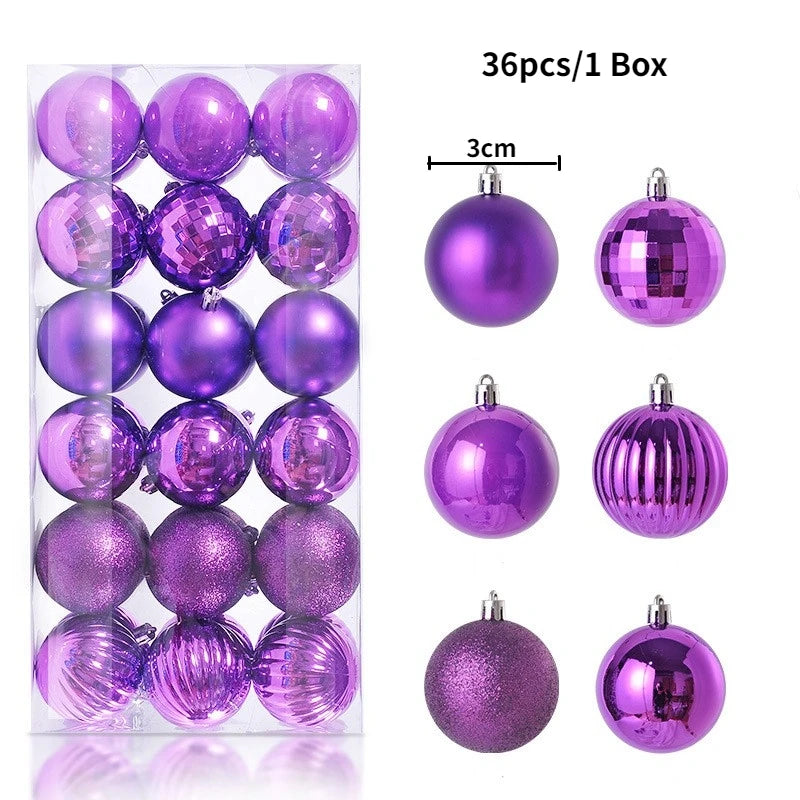 Boules de Noël brillantes – lot de 24 ou 36 (3 cm)