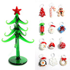 Sapin en verre de Murano avec 12 mini pendentifs (14 cm)