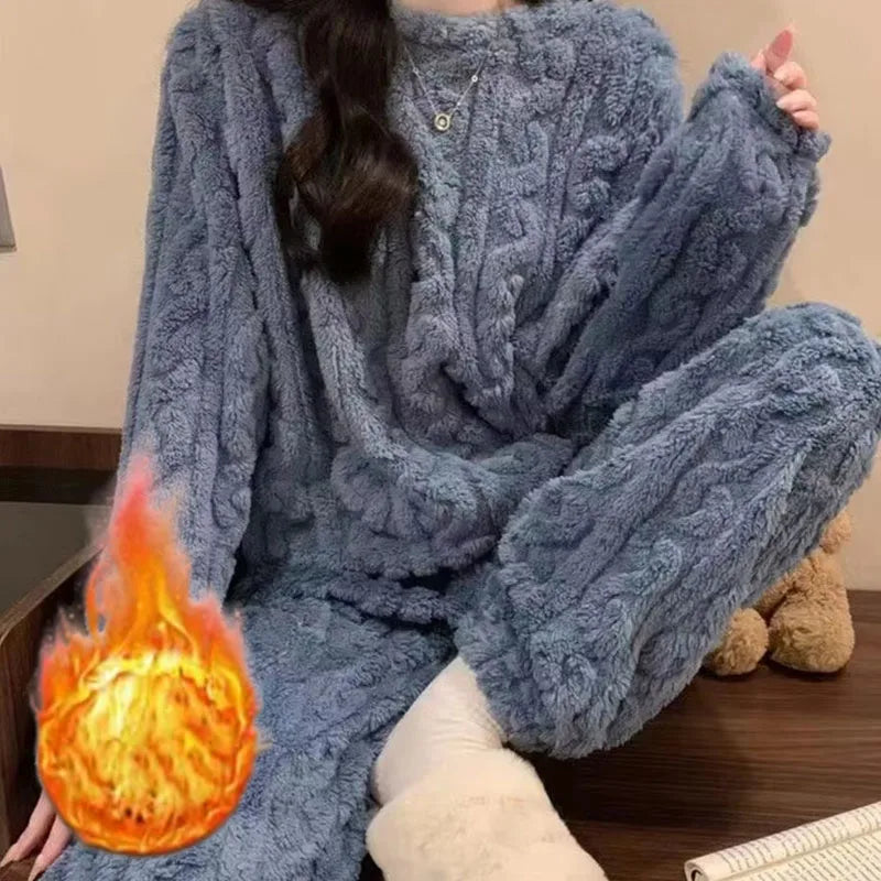 Pyjama Velours Corail Jacquard – Doux et chaud