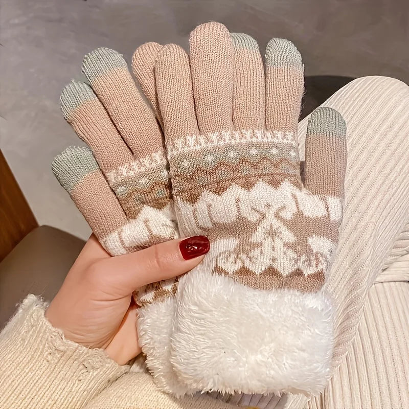 Gants de Noël Jacquard Renne
