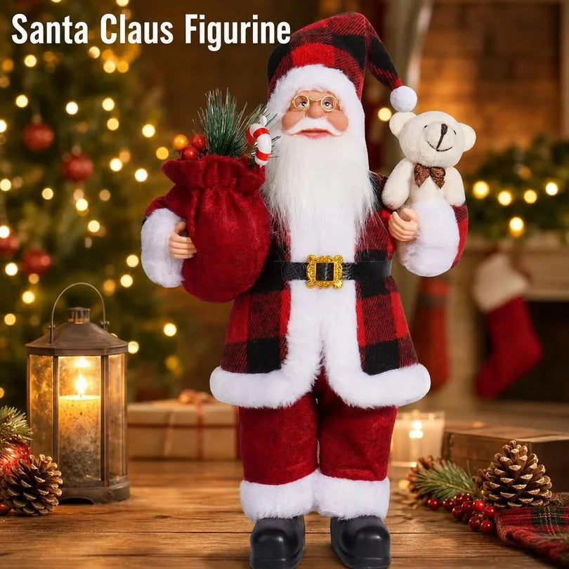 Père Noël en peluche 30 cm avec sa hotte