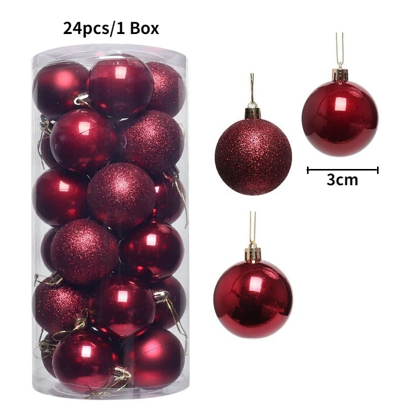 Boules de Noël brillantes – lot de 24 ou 36 (3 cm)