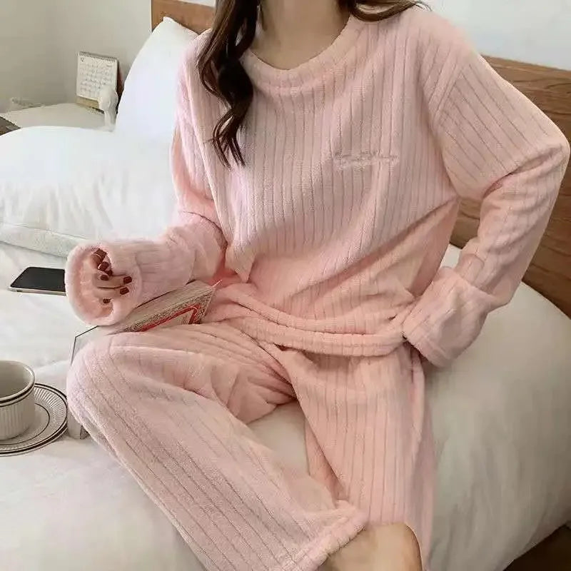 Pyjama velours corail rose