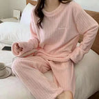 Pyjama velours corail rose