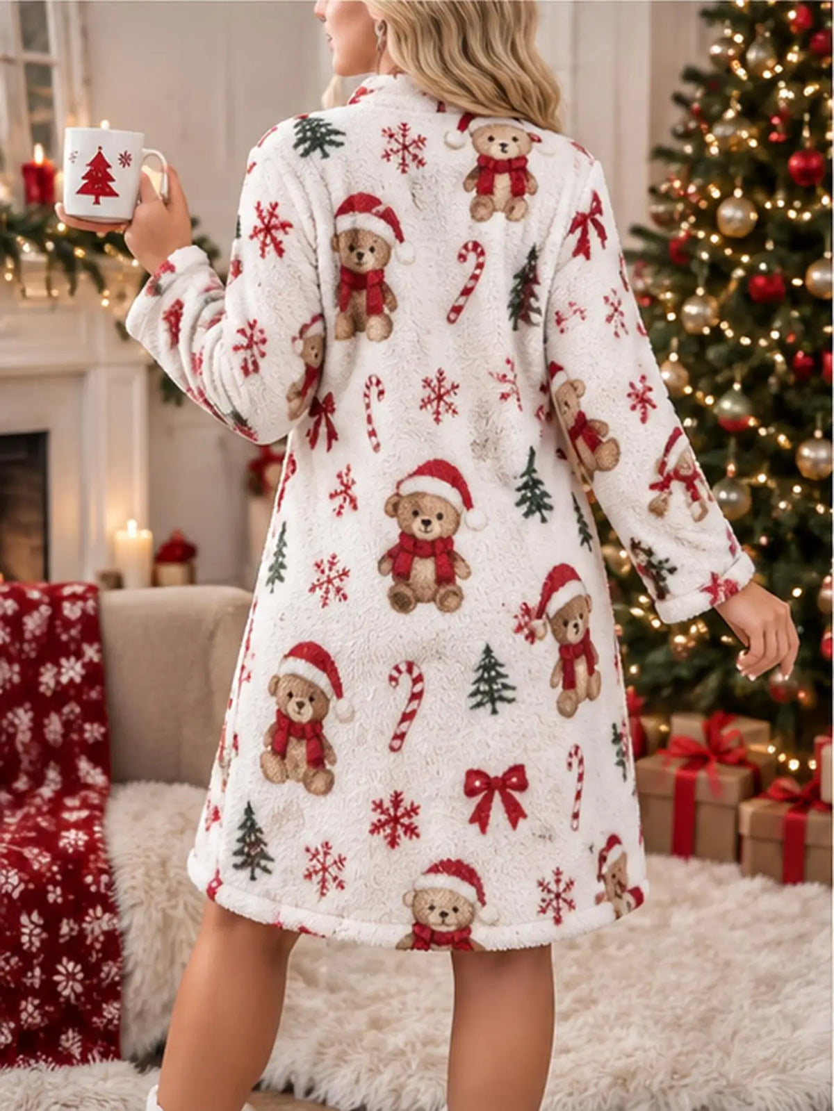 Robe de chambre de Noël en flanelle – Oursons & sucres d'orge