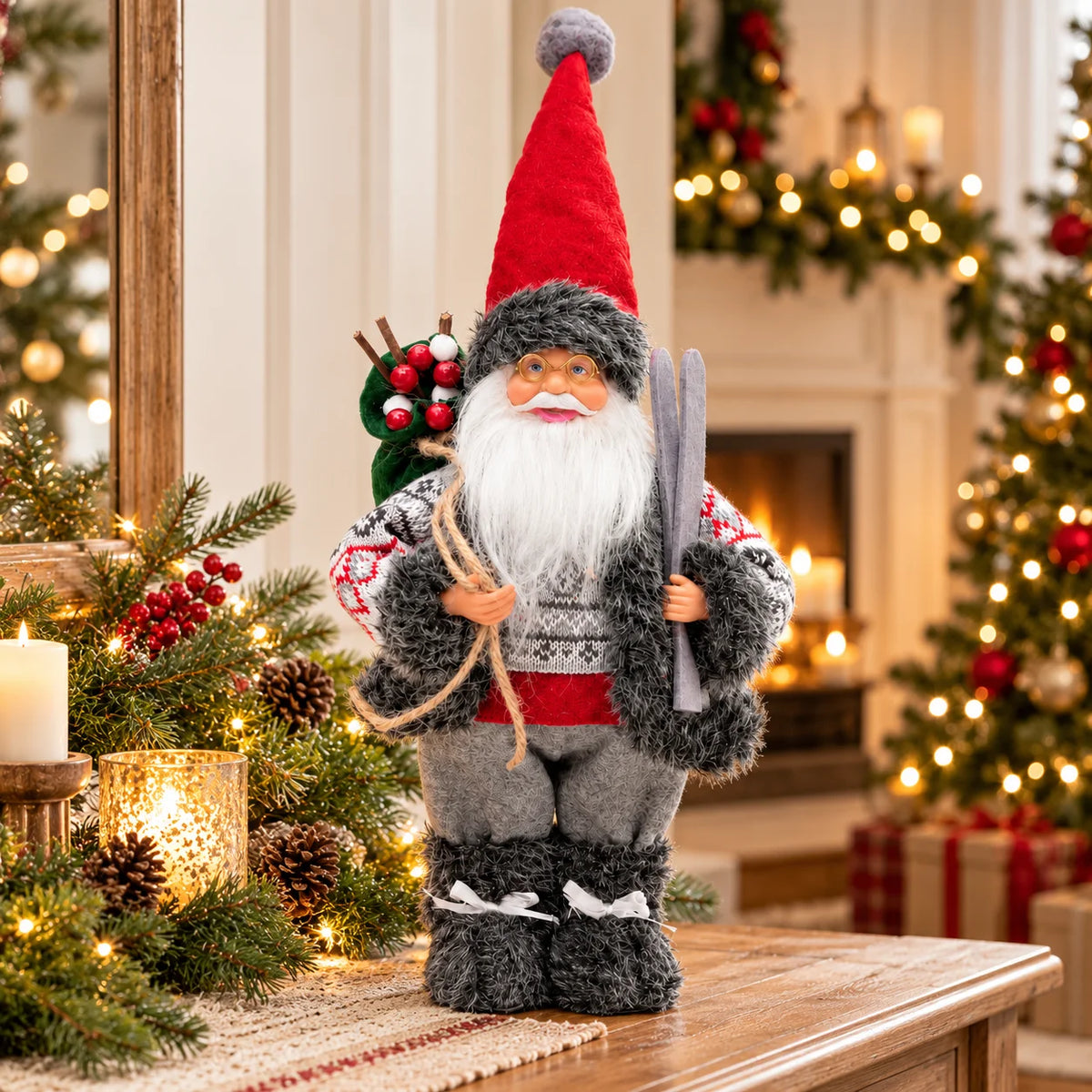 Poupée Père Noël debout en peluche