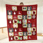 Plaid de Noël Père Noël, bonhomme de neige & renne – Flanelle