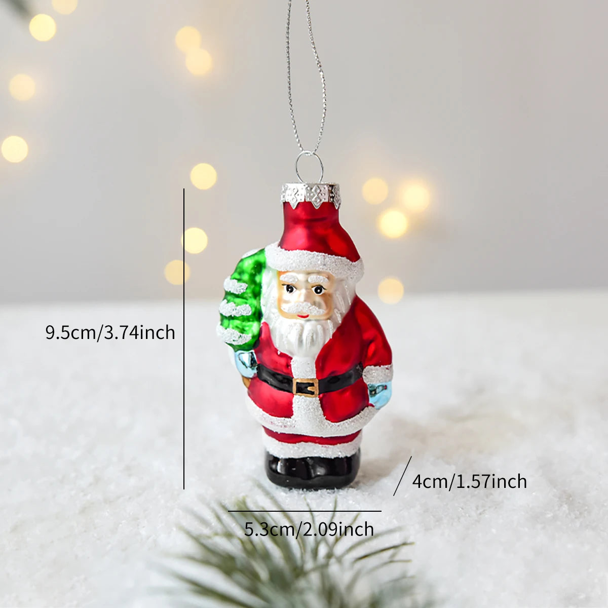Suspension de Noël en verre peint (Père Noël, bonhomme de neige…)