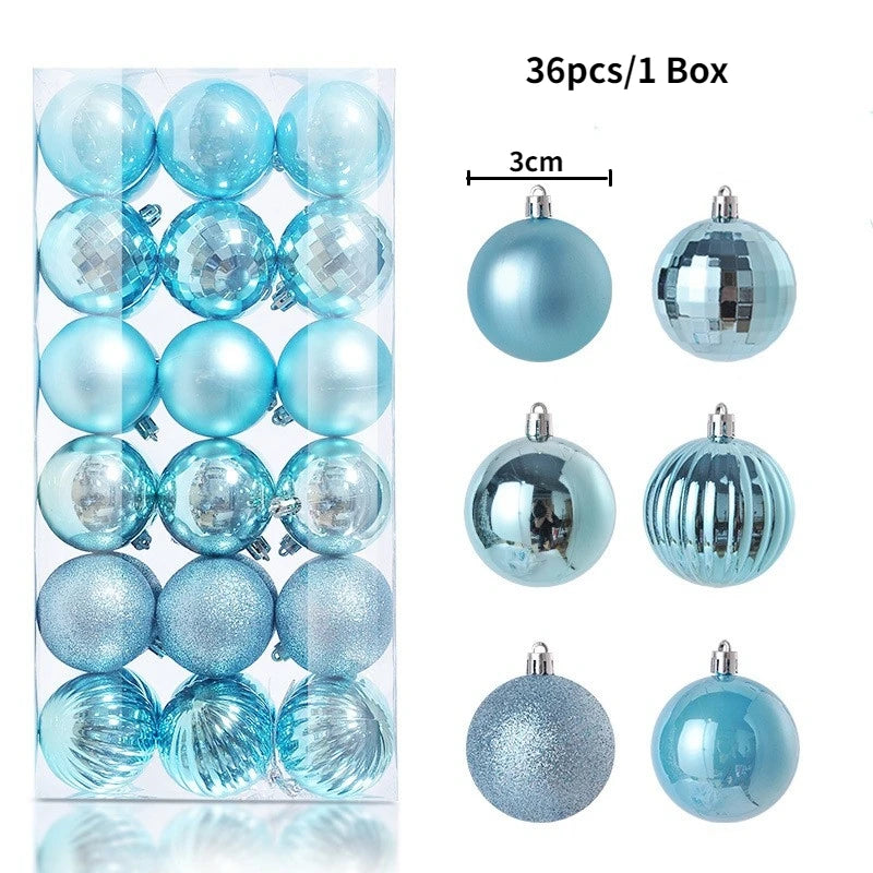 Boules de Noël brillantes – lot de 24 ou 36 (3 cm)