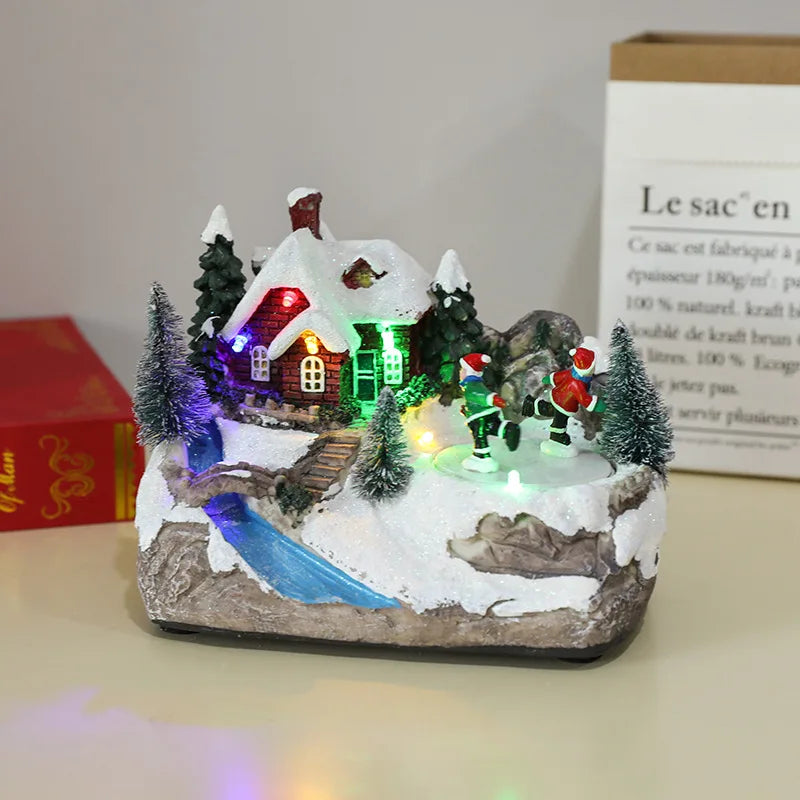 Scène de Noël lumineuse et tournante en résine (17 modèles)