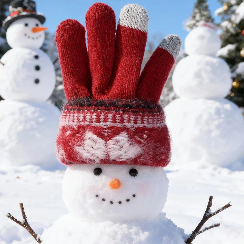 Gants de Noël brodés Flocons de neige – Tactiles