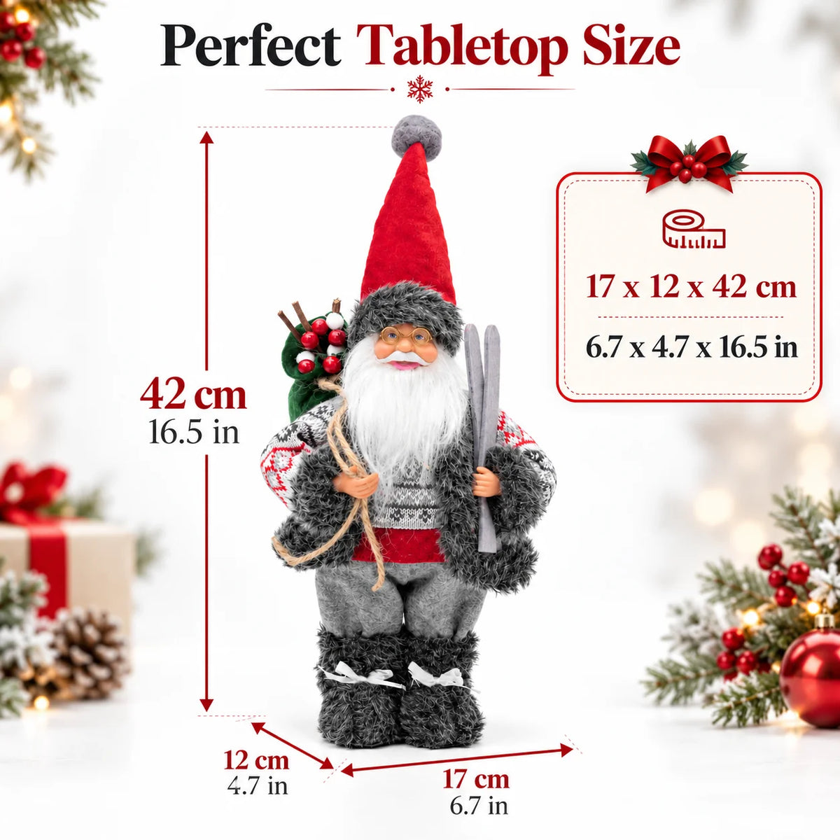 Poupée Père Noël debout en peluche