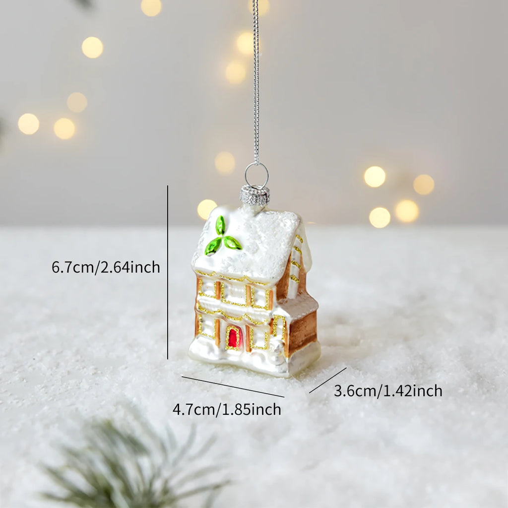 Suspension de Noël en verre peint (Père Noël, bonhomme de neige…)