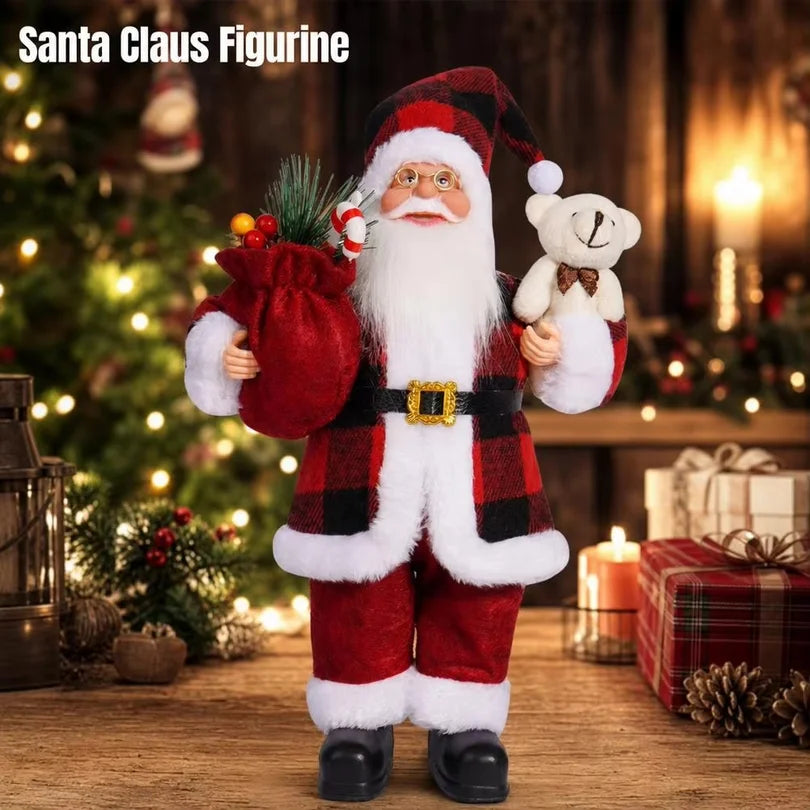 Père Noël en peluche 30 cm avec sa hotte