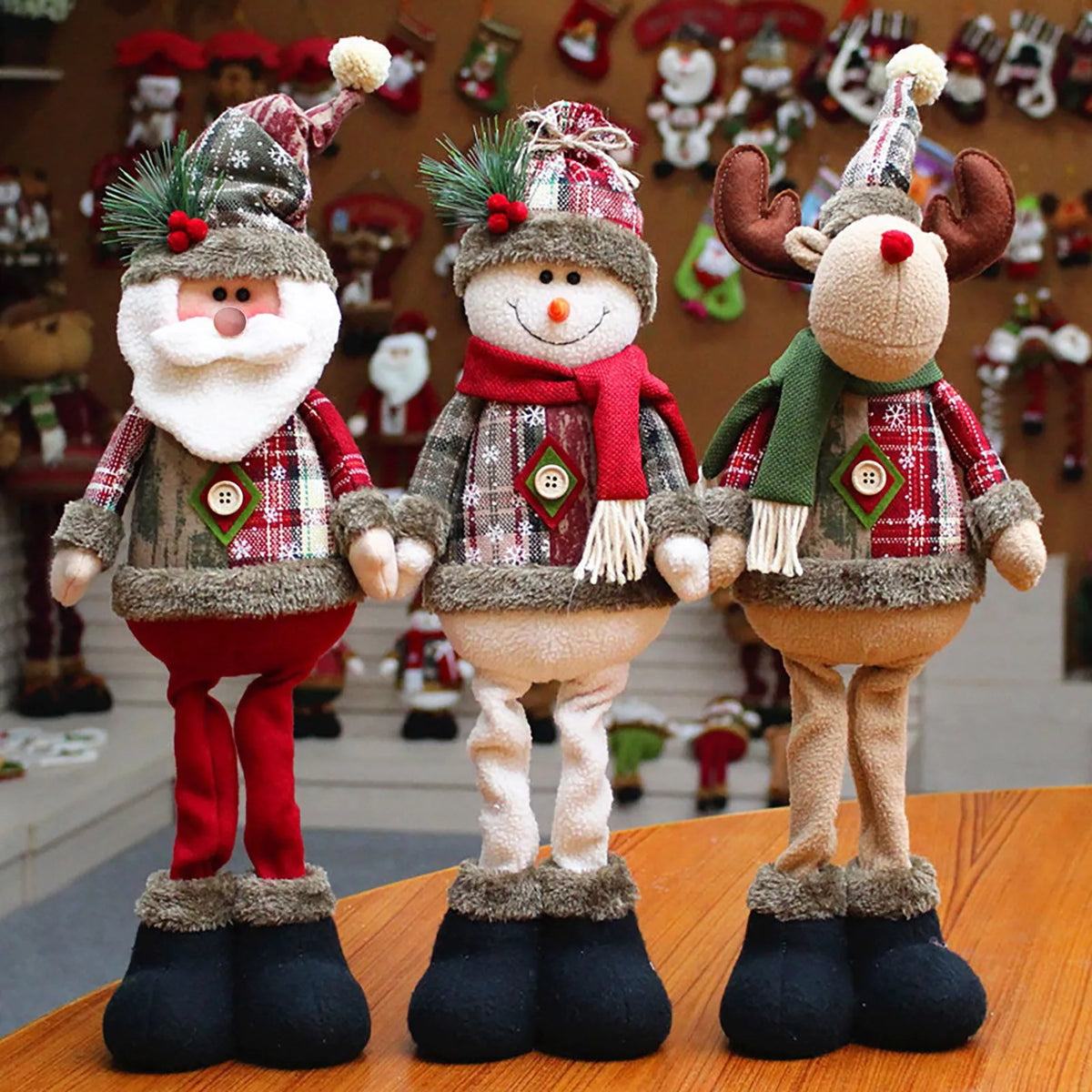 Poupées de Noël Renne, Père Noël & Bonhomme de neige