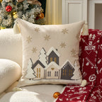 Housse de coussin de Noël brodée colorée