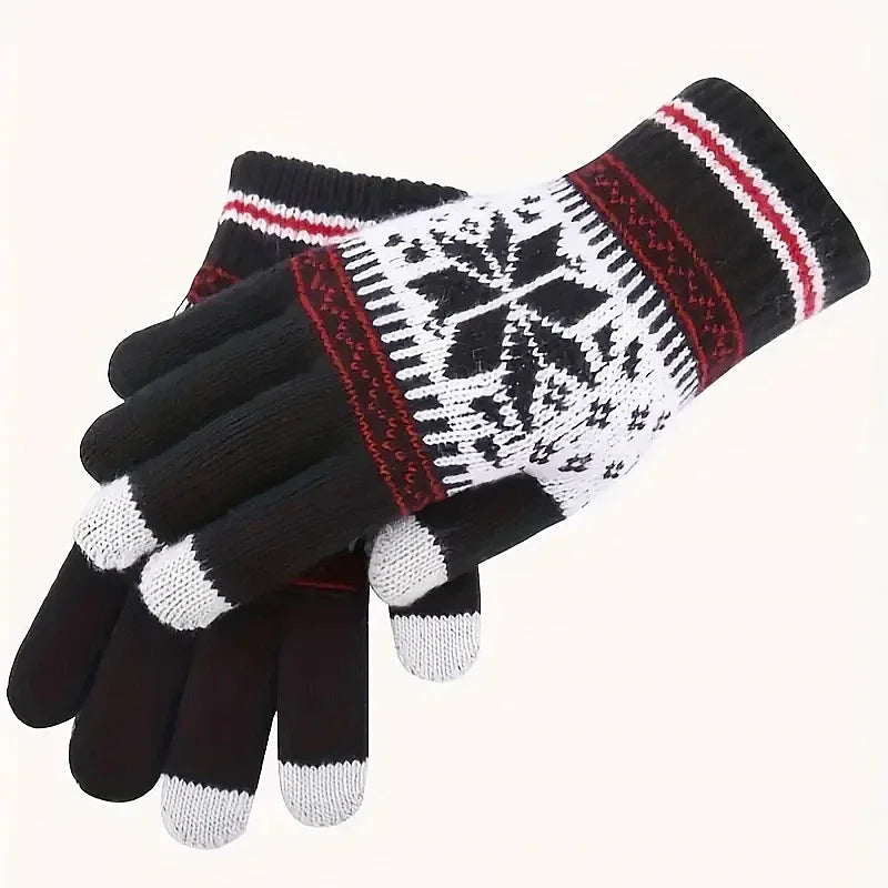 Gants de Noël brodés Flocons de neige – Tactiles
