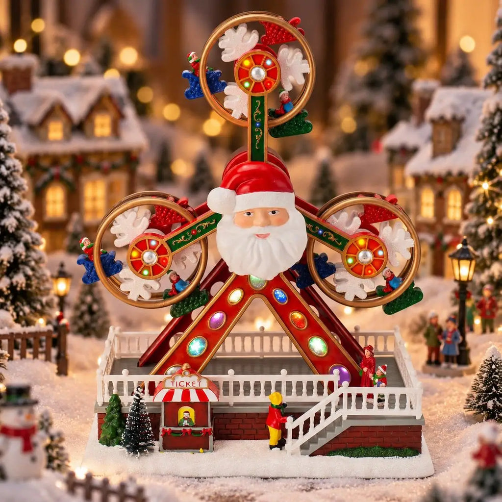 Grande roue de Noël animée, musicale et lumineuse