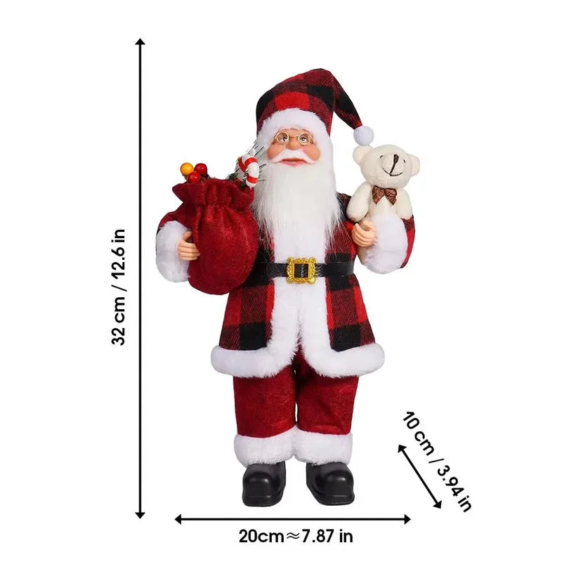 Père Noël en peluche 30 cm avec sa hotte