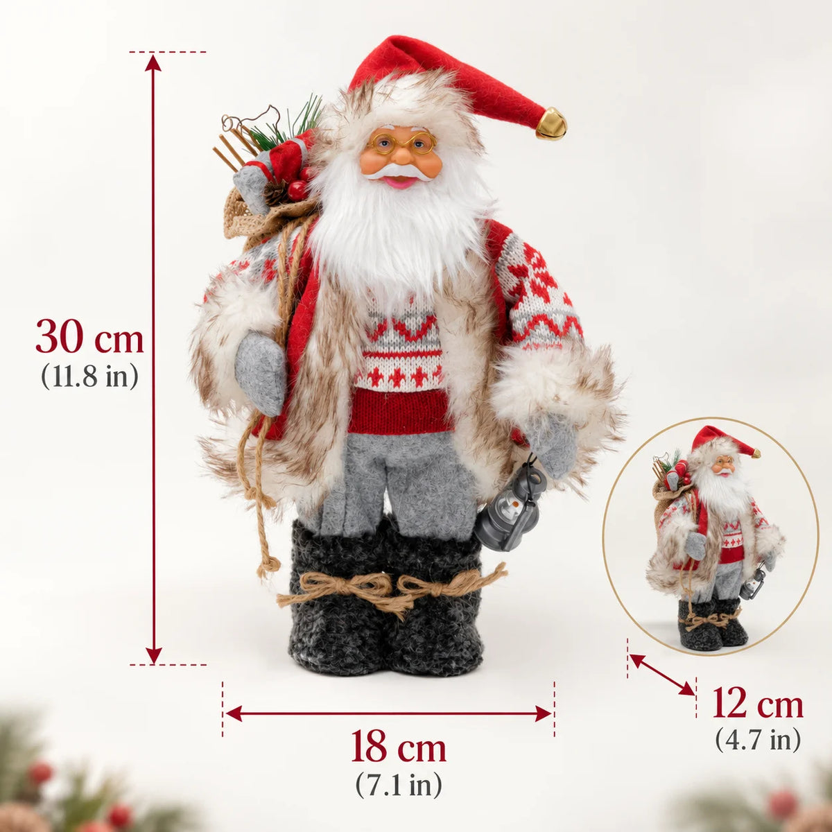 Poupée Père Noël debout en peluche