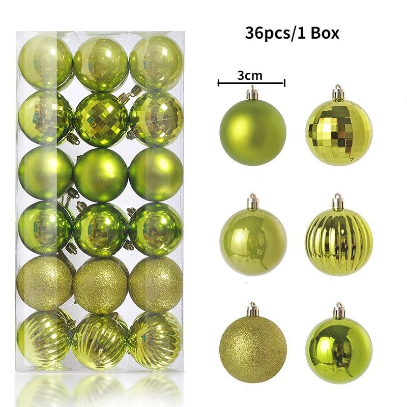Boules de Noël brillantes – lot de 24 ou 36 (3 cm)