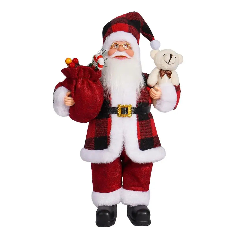 Père Noël en peluche 30 cm avec sa hotte