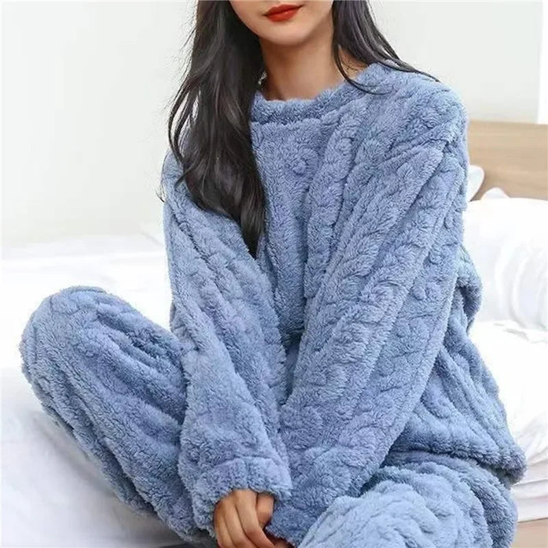Pyjama velours corail – Bleu