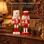 Casse-noisette en bois rouge et blanc sucre d'orge (20 cm)