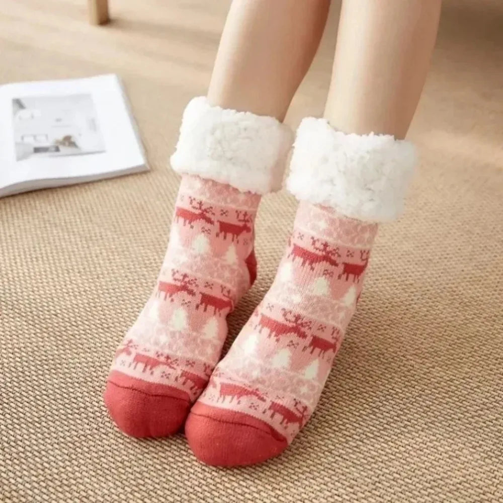 Chaussettes Cocooning Renne – Peluche antidérapante