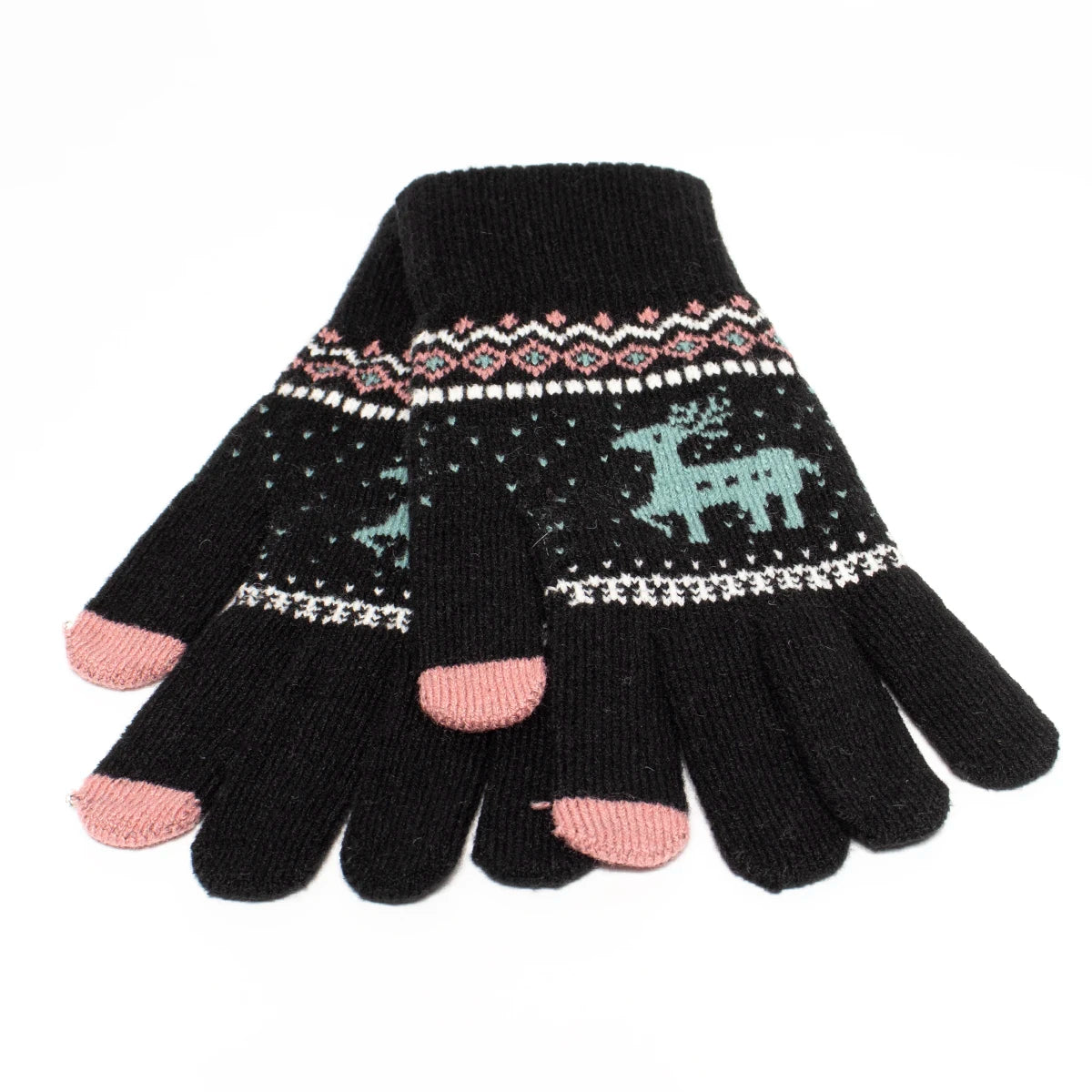 Gants de Noël en tricot – Motif cerf