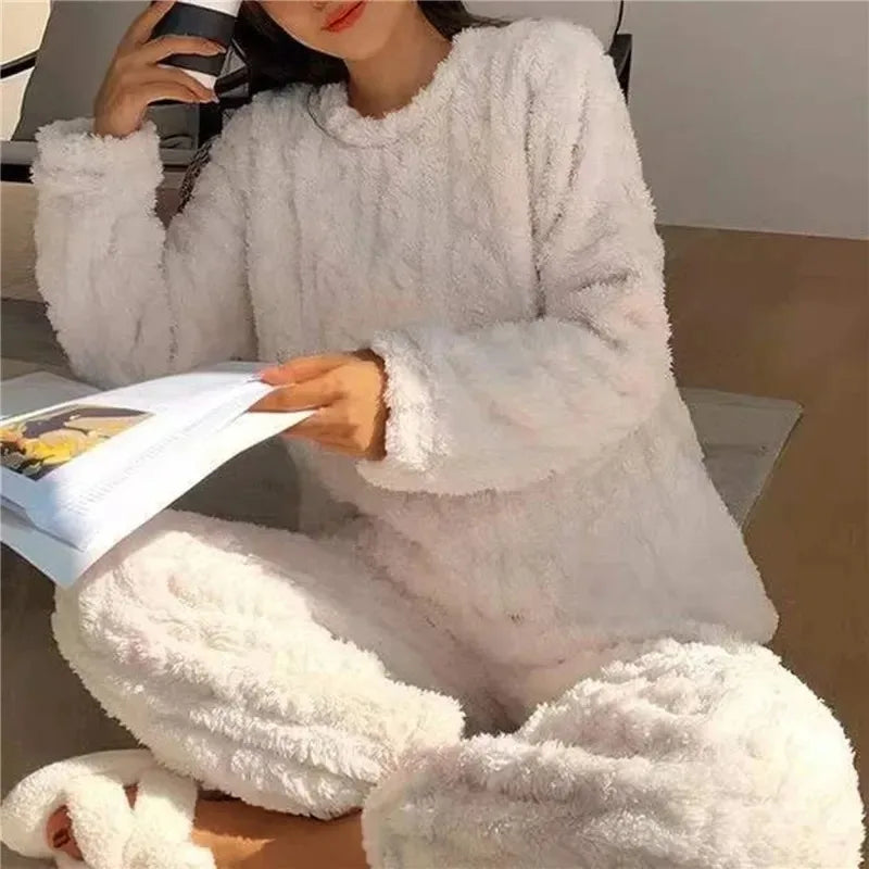 Pyjama Velours Corail Jacquard – Doux et chaud