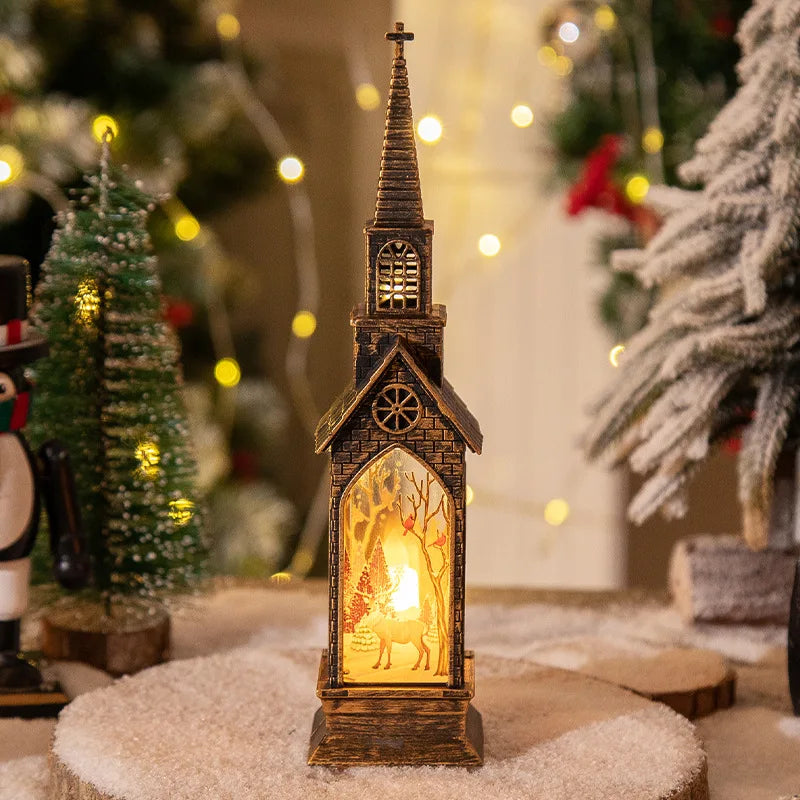 Lanterne église lumineuse de Noël