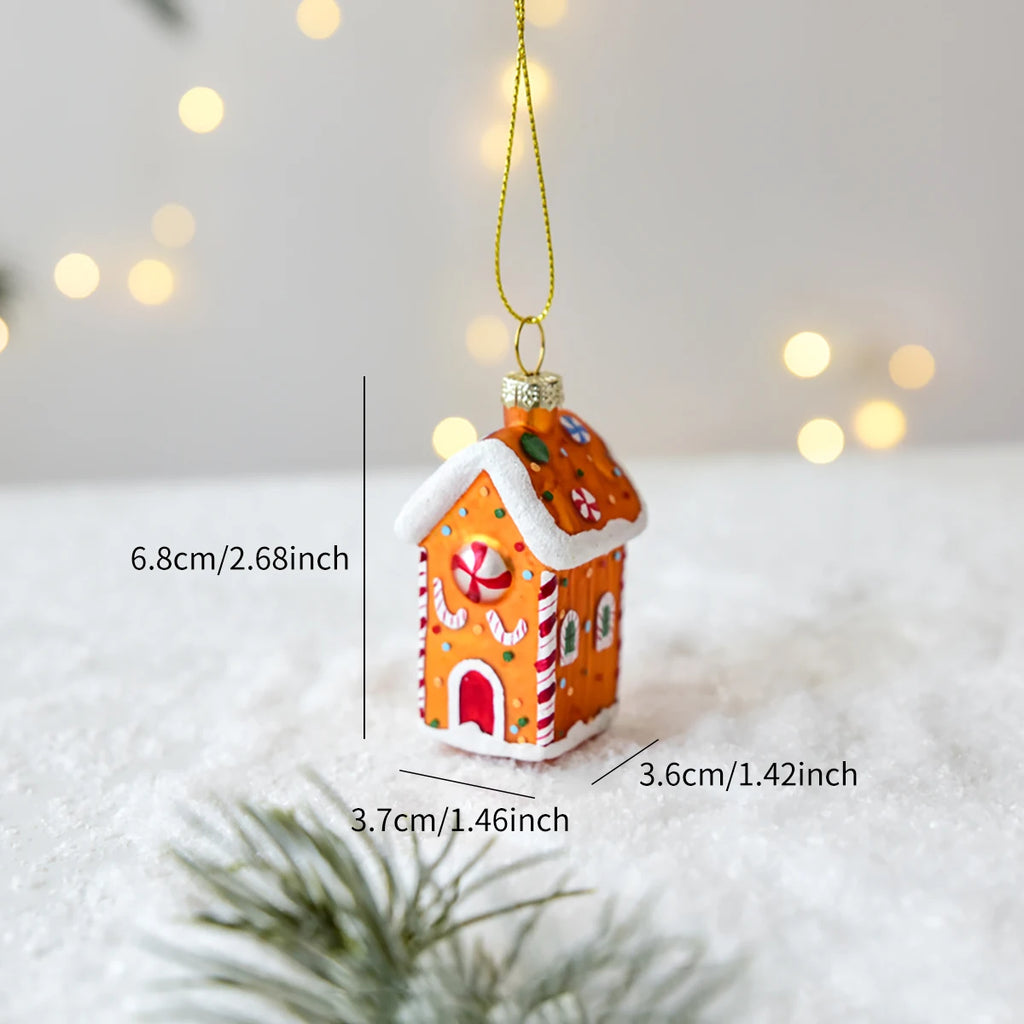Suspension de Noël en verre peint (Père Noël, bonhomme de neige…)