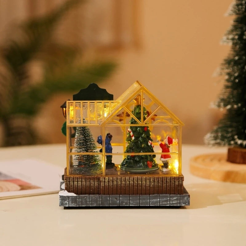 Serre de Noël musicale et lumineuse avec sapin tournant