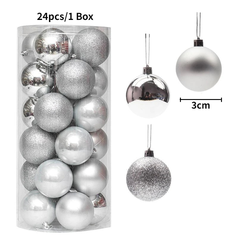 Boules de Noël brillantes – lot de 24 ou 36 (3 cm)