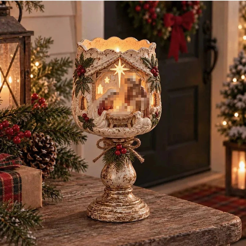 Bougeoir de Noël lumineux en résine