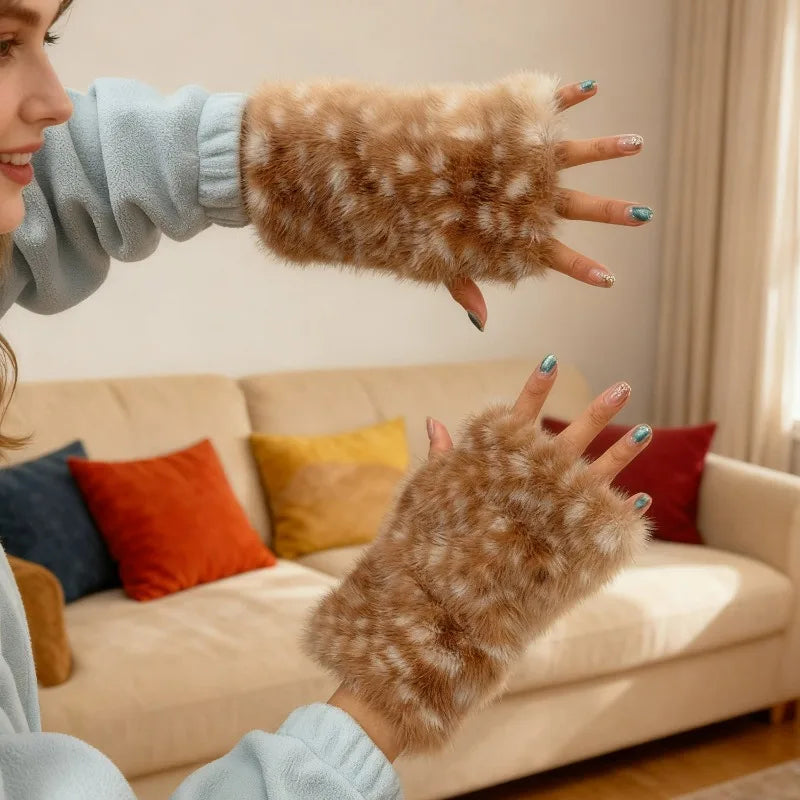 Mitaines de Noël Renne – Peluche et polaire