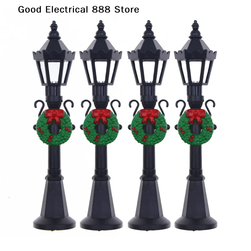 Lot de 4 lampadaires miniatures de Noël