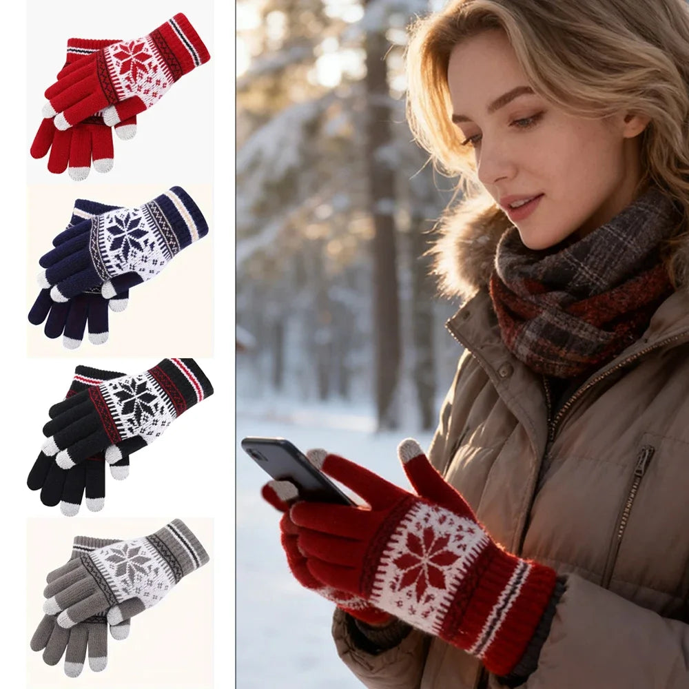 Gants de Noël brodés Flocons de neige