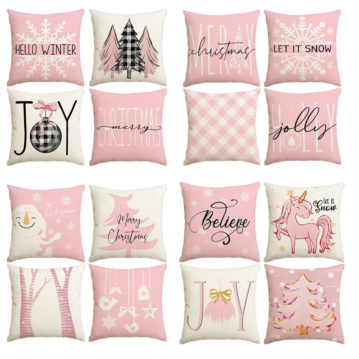 Housse de coussin de Noël rose
