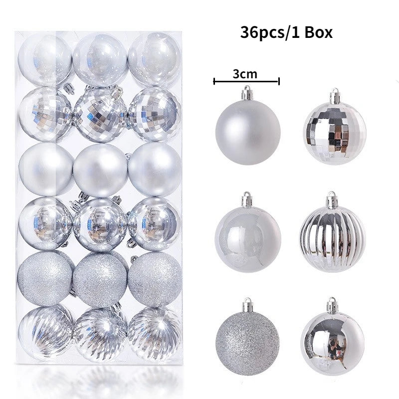 Boules de Noël brillantes – lot de 24 ou 36 (3 cm)