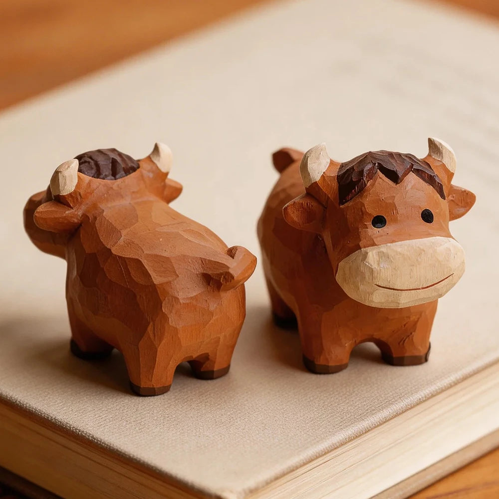 Bœuf de la crèche en bois sculpté