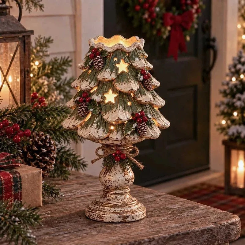 Bougeoir de Noël lumineux en résine