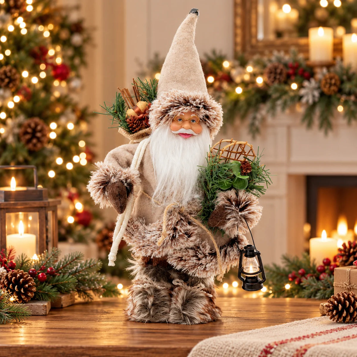 Poupée Père Noël debout en peluche