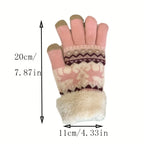 Gants de Noël Jacquard Renne – Tactiles et doublés peluche