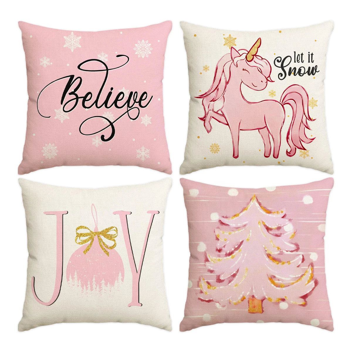 Housse de coussin de Noël rose – 45 x 45 cm
