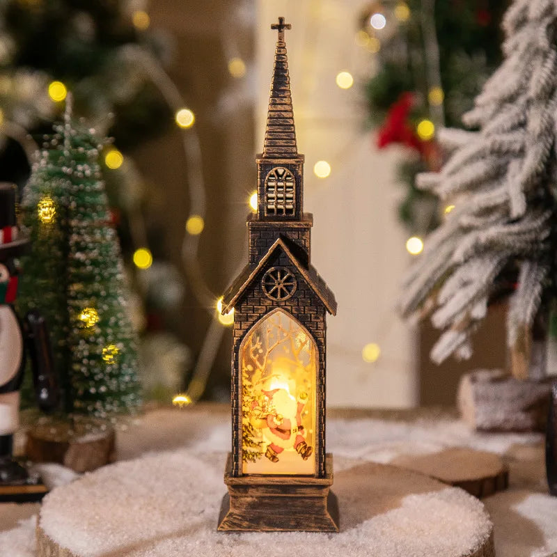 Lanterne église lumineuse de Noël