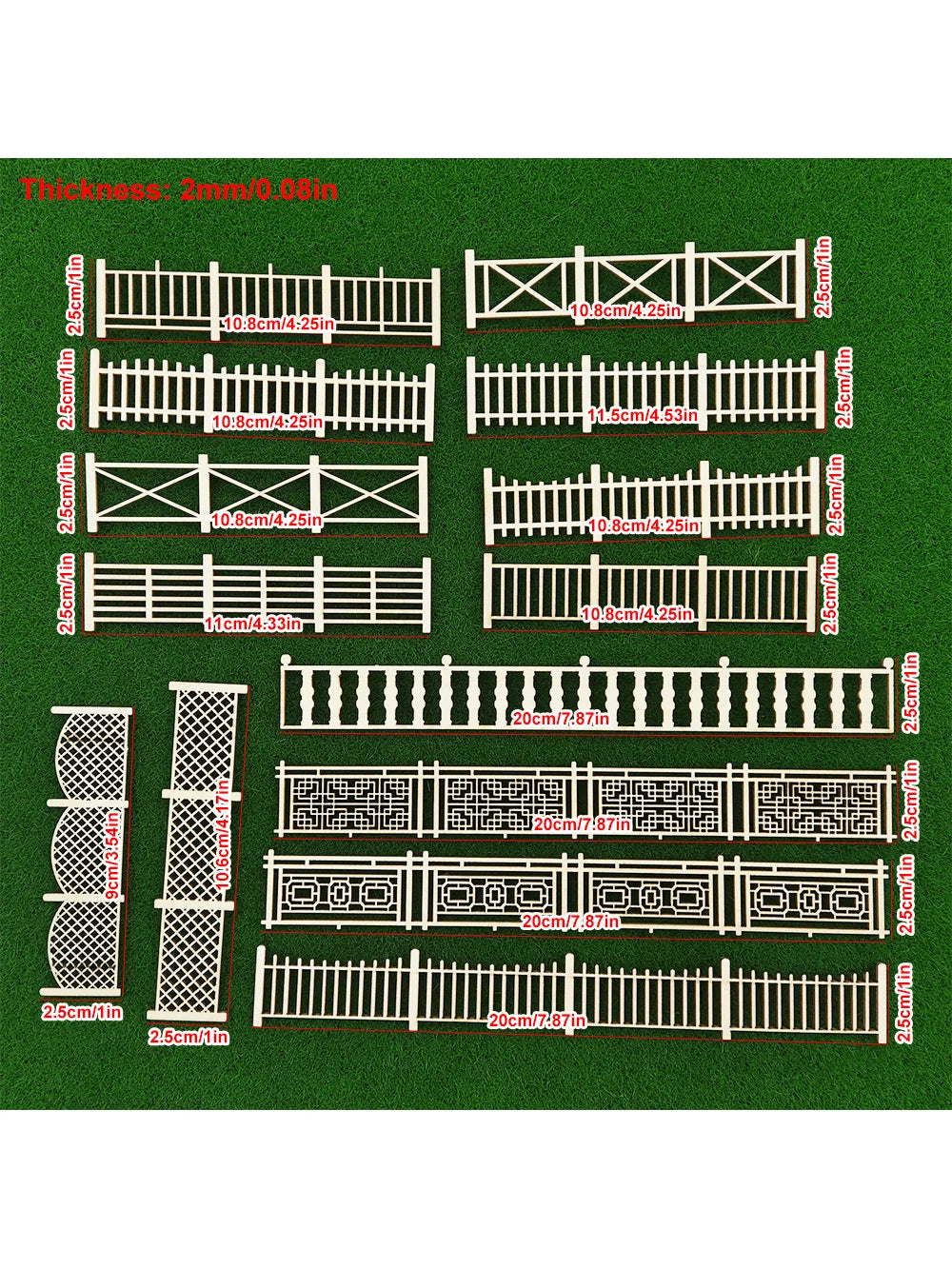 Clôtures miniatures pour village et crèche (lot de 4)