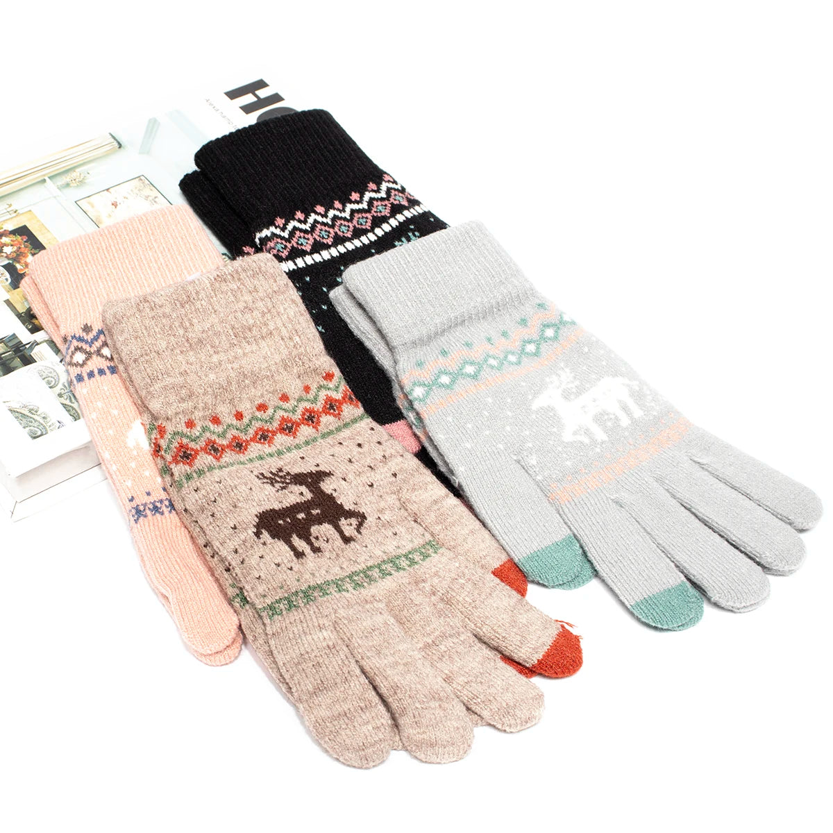 Gants de Noël en tricot – Motif cerf